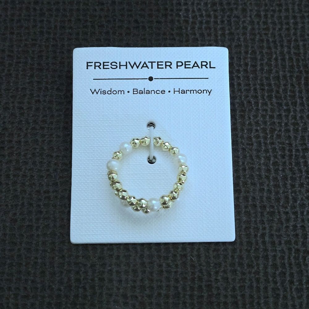 Freshwater Pearls and Gold💛 Hematite Beads Adjustable Wrap Ring💍 - NWT